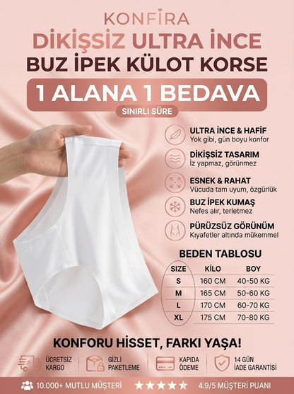 Konfira İzsiz Buz İpek Külot – Dikişsiz, Ultra İnce, İz Yapmaz